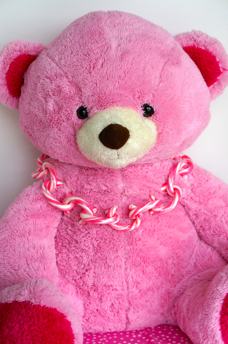 Pink Bear With Linky Doodles Necklace | Sweeterville.com